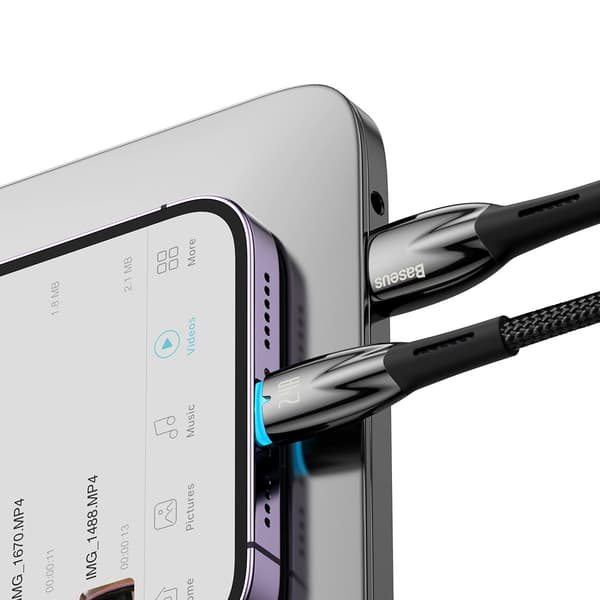 Glimmer Series USB-A kabel iPhone Lightning 480Mb-s 2.4A 2m sort