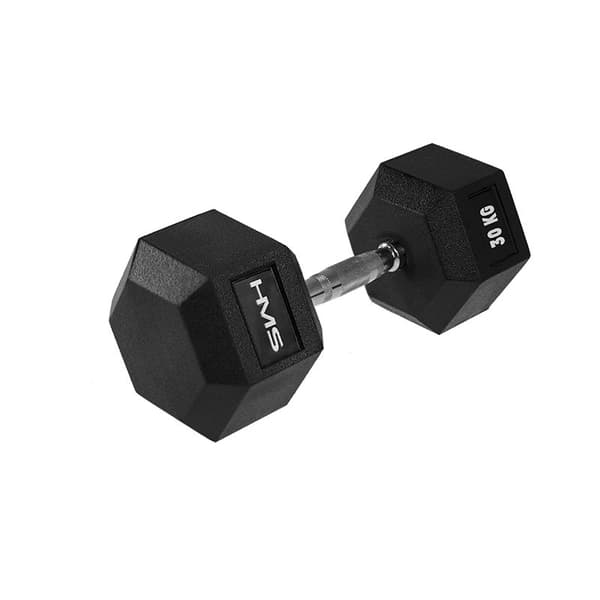 Gummibelagd hantel 30 kg HEX PRO HMS