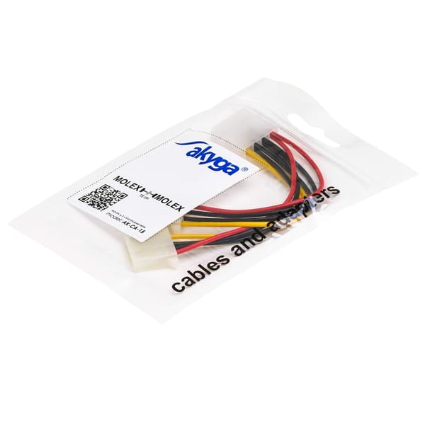 Molex-kabel - 2x Molex Akyga AK-CA-15 drevstrømkabel 15cm