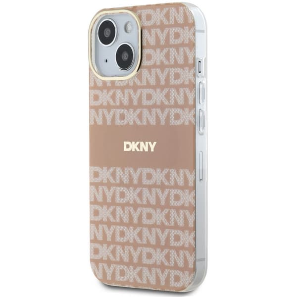 DKNY IML Mono & Stripe MagSafe-etui til iPhone 15, lyserød