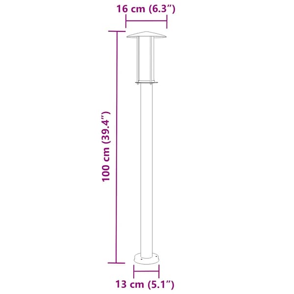 vidaXL havelampe sort 100 cm rustfrit stål