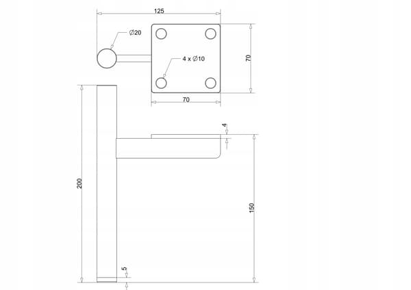 Møbelben sort loftstift til sovesofaskabe metal 15 cm