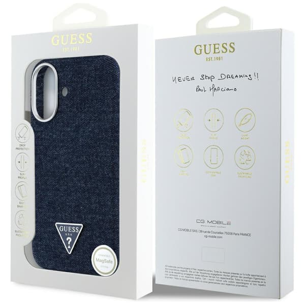Guess Denim Triangle Logo MagSafe-skal till iPhone 16 Blå