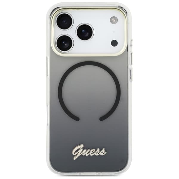Guess IML Gradient Script Metal MagSafe-etui til iPhone 17 Pro Max, sort