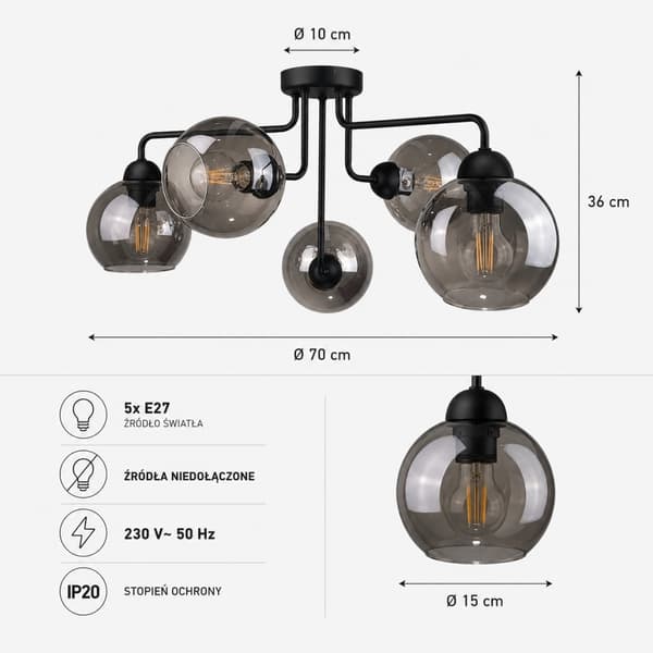 Loftlampe 5xE27 COSMO SORT