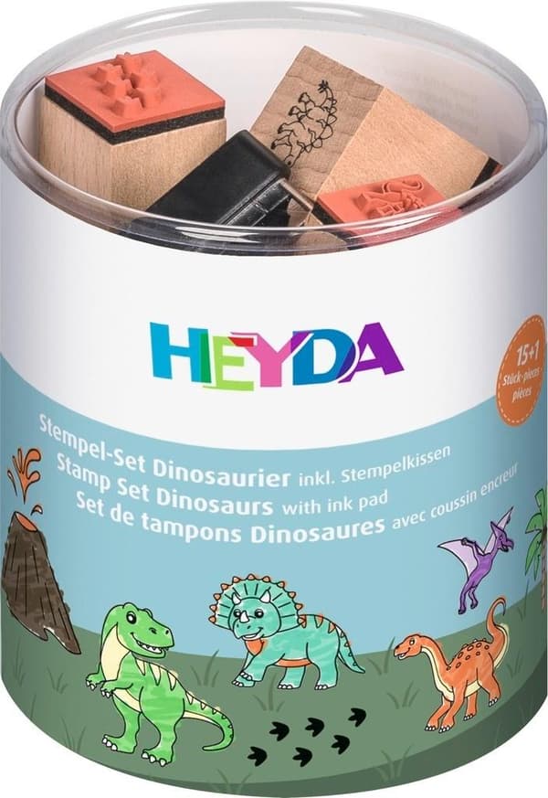 Sæt med 15 stempler med dinosaurpude