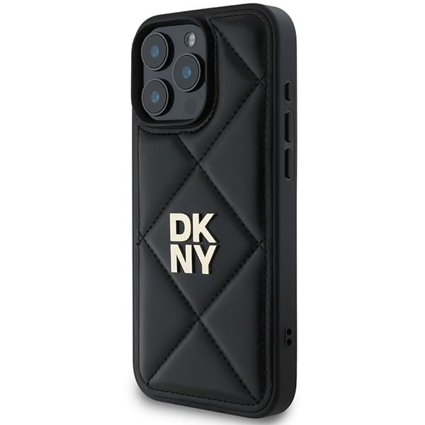 DKNY DKHCP16LPQDSLK iPhone 16 Pro 6,3" svart/svart quiltad Stack-logotyp