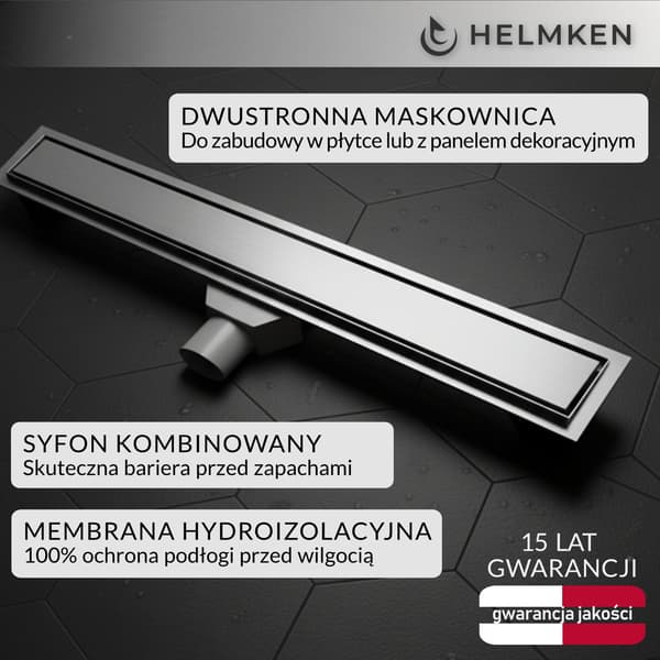 Helmken 37201901 lineært afløb, 900x70mm, krom
