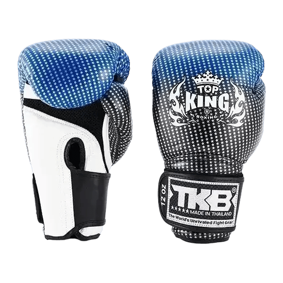 Top King Super Star Air Blå Muay Thai Boxningshandskar 12OZ