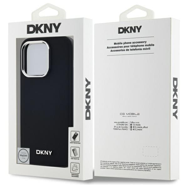 DKNY Plain Logo MagSafe -kotelo iPhone 14 Prolle, musta