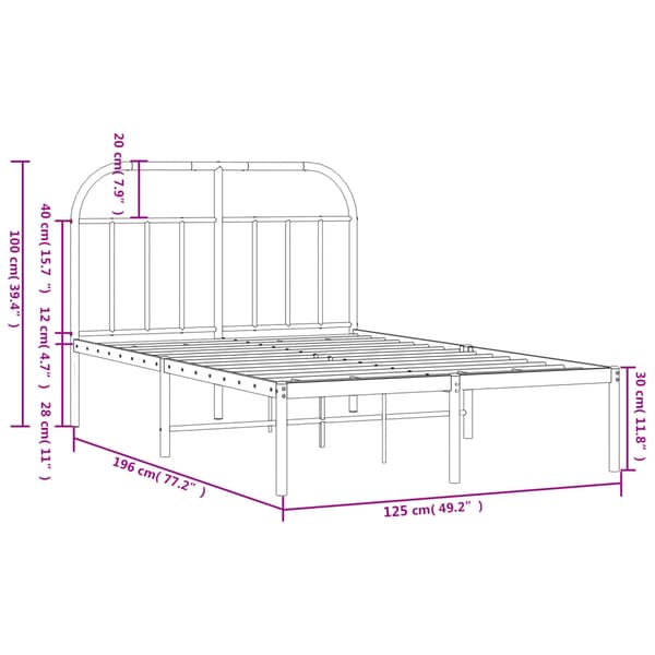 vidaXL metalsengestel med hovedgærde sort 120x190 cm