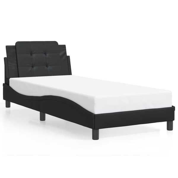 vidaXL sengestel med LED sort 90x190 cm kunstlæder