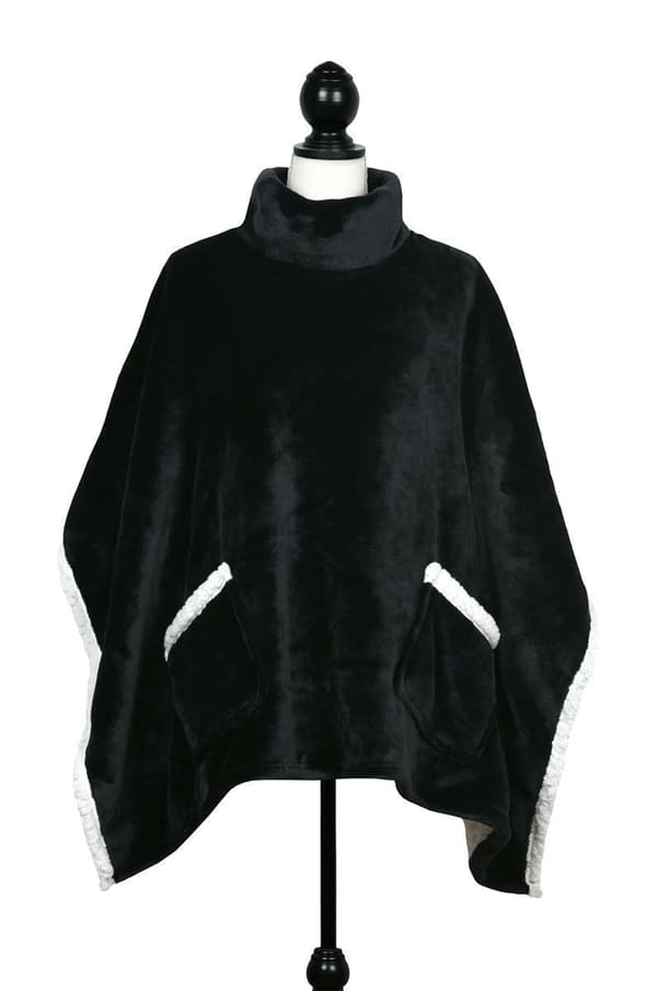 SWEETY-poncho 110x75 cm musta poolopaita