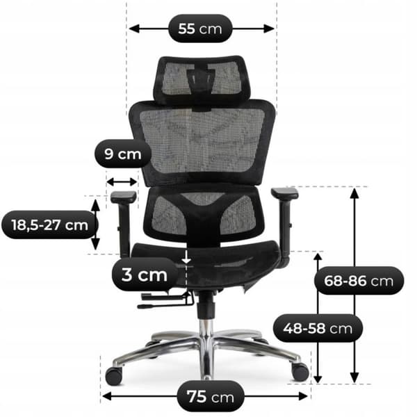 ROYAL Sort Moderne Ergonomisk Drejelig Kontorstol