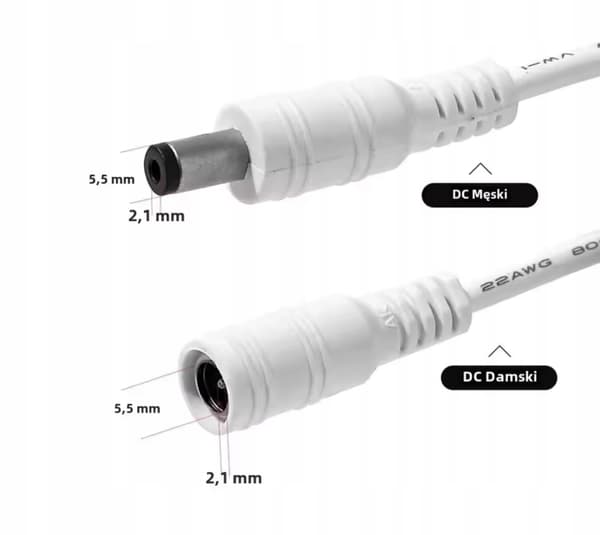 VIT 5M STRÖMFÖRLÄNGNINGSKABEL STRÖMFÖRLÄNGNINGSKABEL FÖR DC 5,5MM-KAMEROR