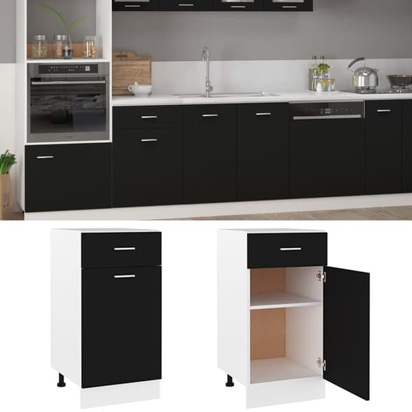 vidaXL skab med skuffe sort 40x46x81,5 cm spånplade