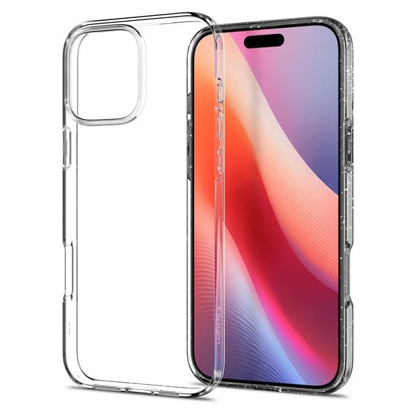 Spigen Liquid Crystal Glitter Cover til iPhone 16 Pro, Klar med Glitter