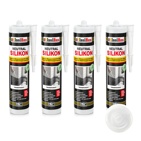 IsolBau Neutral Silikon Transparent Neutralkisel 4 x 300ml
