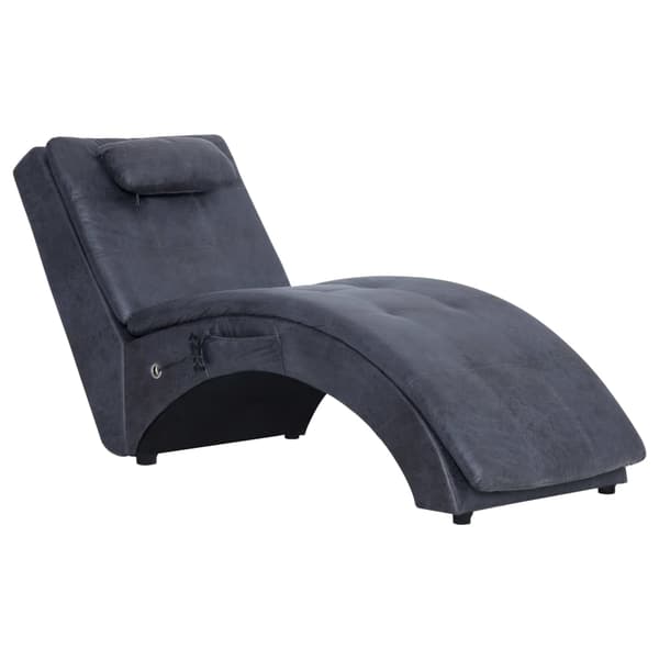vidaXL Massageschäslong med kudde, grå, konstläder