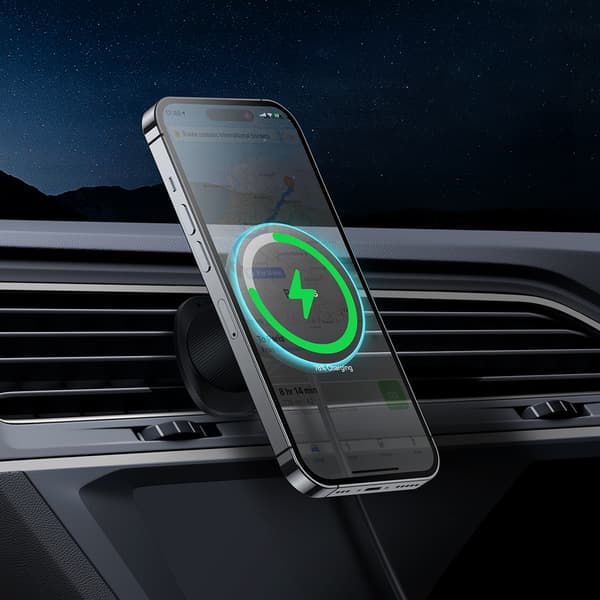 iPhone bilholder med 15W induktiv oplader til luftventil - sort