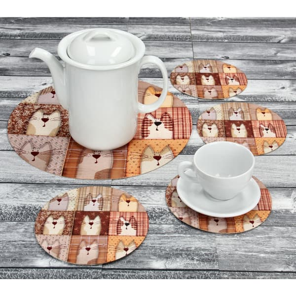 Sæt med runde bordskånere 1+4 - PEXESO BEIGE
