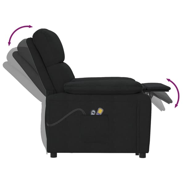 vidaXL elektrisk massagestol, sort, stof