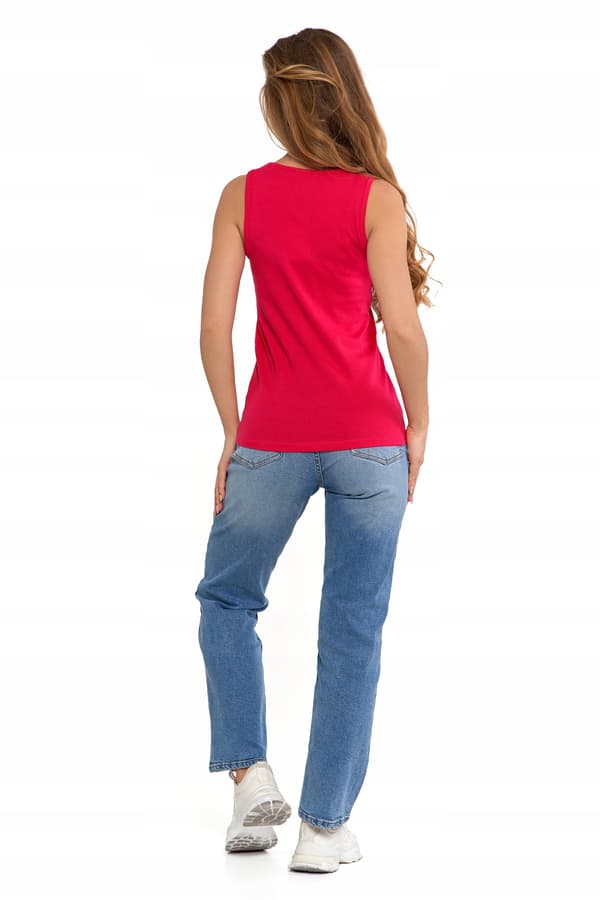 Dame bomulds tanktop med stropper Classic Moraj L fuchsia