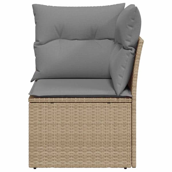 vidaXL Hörnsoffmodul med kuddar, beige, polyrotting