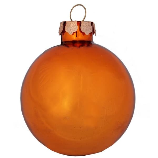 Sæt med 18 glaskugler med top, orange farve