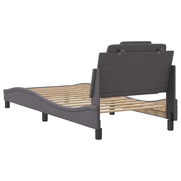 vidaXL sengestel med hovedgærde grå 90x190 cm kunstlæder