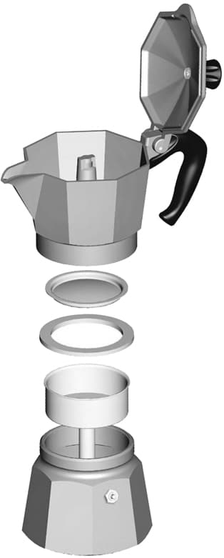 Bialetti Moka Express kaffebryggare för 6 koppar 270 ml silver (AGDBLTEXP0010)