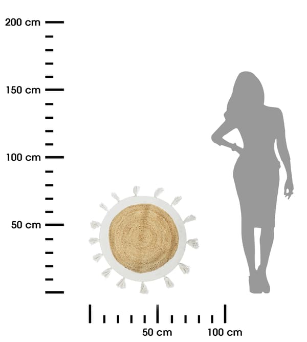 Juuttimatto hapsuilla TASSA boho 80 cm