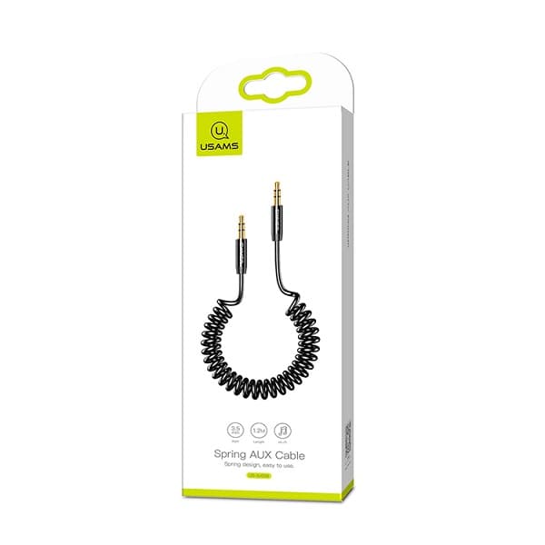 USAMS Spring lydstikadapter 3,5 mm -3,5 mm 1,2 m sort