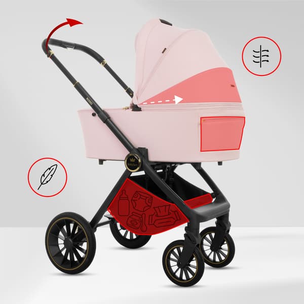 BabyLux ROSSO 2-i-1 klapvogn, gondol, let, foldbart sæt