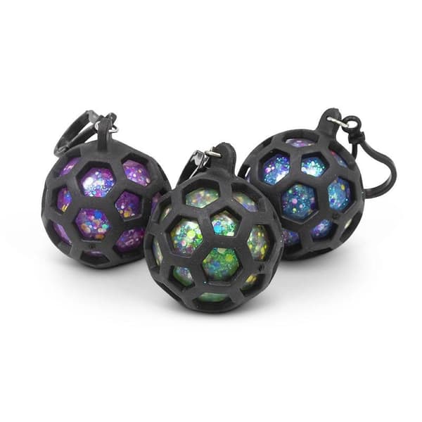 Glitter squishy nøglering i en gumminet MIX