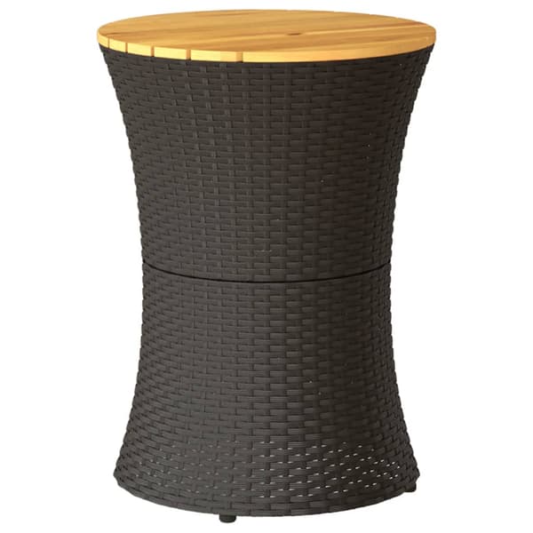 vidaXL trommeformet havebord, sort polyrattan og træ