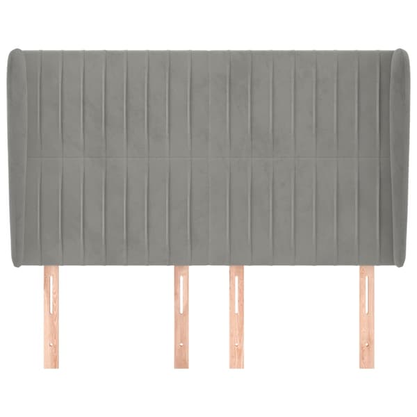 vidaXL Vingad sänggavel ljusgrå 147x23x118/128 cm sammet