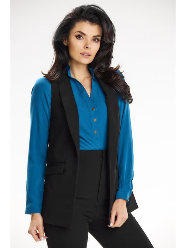 Elegant vest med sjalkrave, sort M
