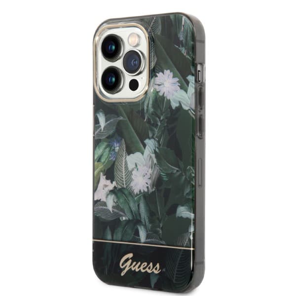 Guess Jungle Collection-etui til iPhone 14 Pro Max, grøn