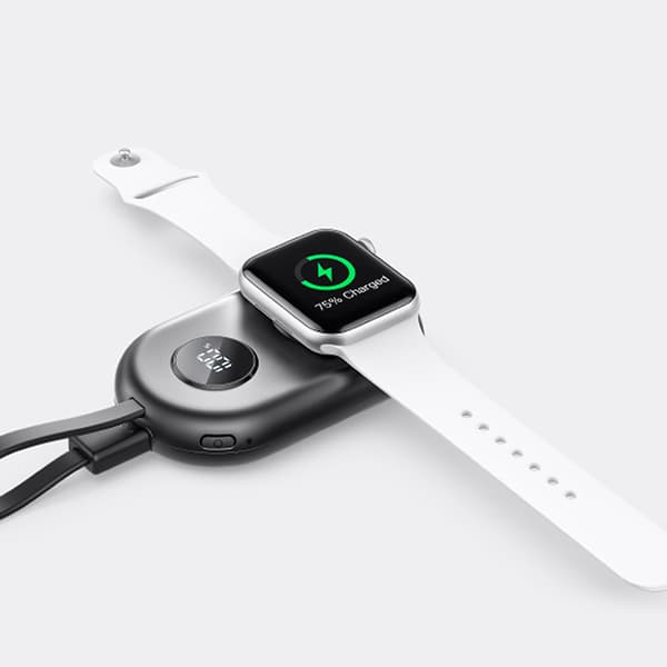 Älykellojen varavirtalähde 5000mAh USB-C Lightning - musta