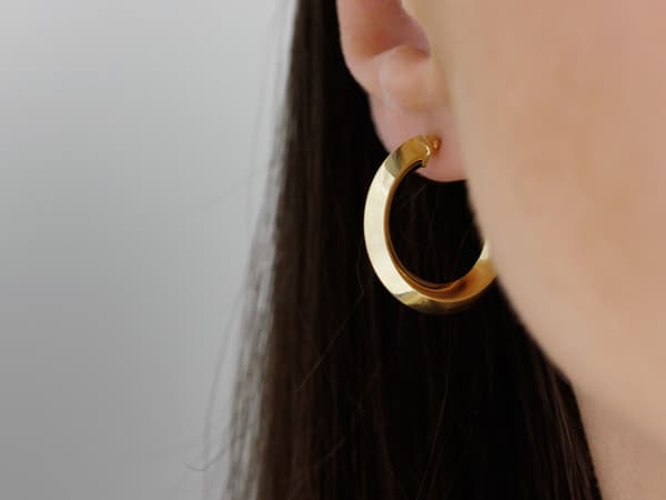 Dameøreringe i gult guld 585, ringformede, diameter 23 mm, 14 kt