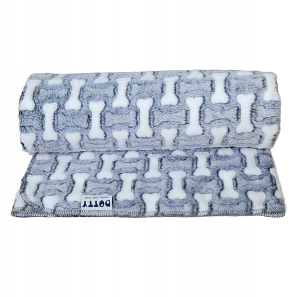 Blødt tæppe til hunde-katteseng DOTTY fleece minky grå terninger 80x55