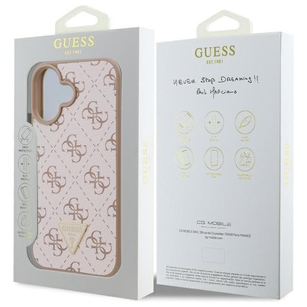 Guess New 4G Triangle-cover til iPhone 16, hvid