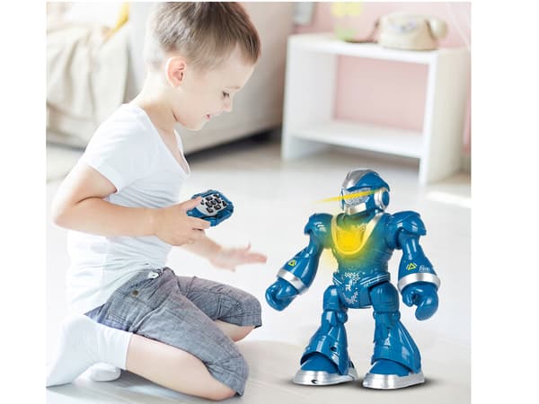 Fjärrstyrd robot går, dansar, interaktiv, ljusar, sjunger