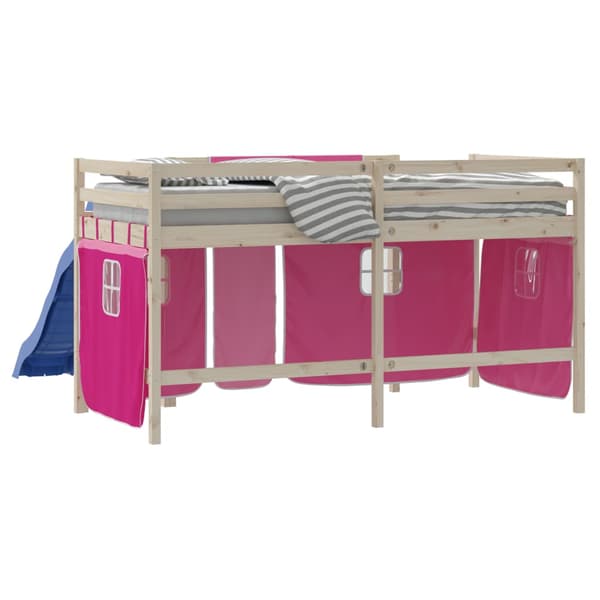 vidaXL Gardiner för loftsäng, rosa, polyester