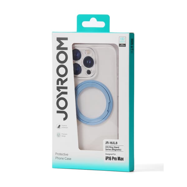 iPhone 16 Pro Max MagSafe-skal med 360-graders ringstativ – Blå