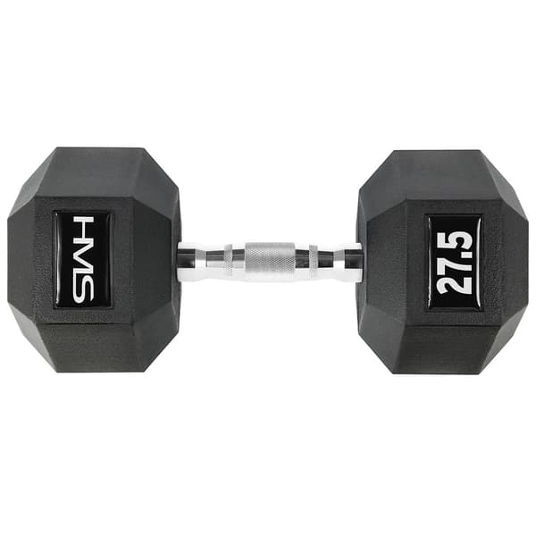 Gummibelagd hantel 27,5 kg HEX PRO HMS
