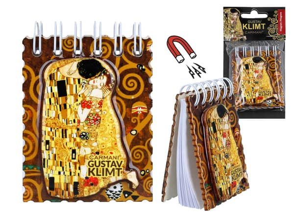 Carmani, magnetisk notesbog - Gustav Klimt/Kysset