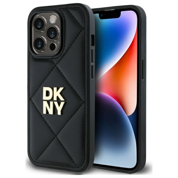 DKNY Quilted Stack Logo-cover til iPhone 14 Pro Max, sort