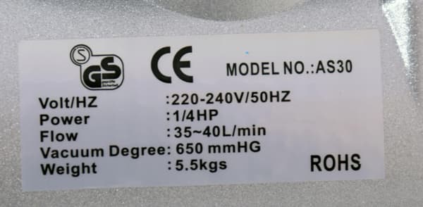 DUBBELKOLV VAKUUMPUMP 230V EFFEKTIV 40L/MIN PUMP